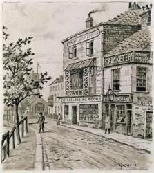 Les joueurs de cricket et la maison de café Thames, Chelsea